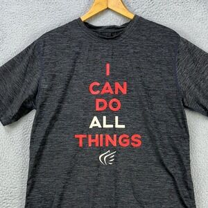 Active Faith T-Shirt Tee Mens Large Gray In Jesus Name I Play Graphic Crew Neck